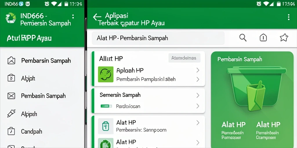 Tampilan antarmuka aplikasi Pembersih Sampah IND666 yang intuitif.