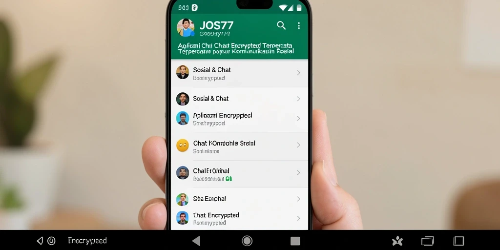 Antarmuka JOS77 menampilkan fitur Chat Encrypted yang canggih dan intuitif.