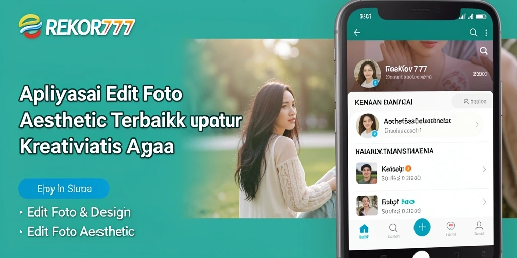 Antarmuka pengguna REKOR777 dengan berbagai fitur Edit Foto Aesthetic.