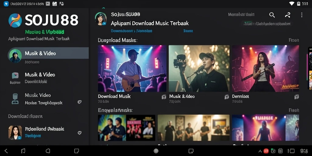 Tampilan antarmuka SOJU88 dengan fitur Download Musik yang intuitif.