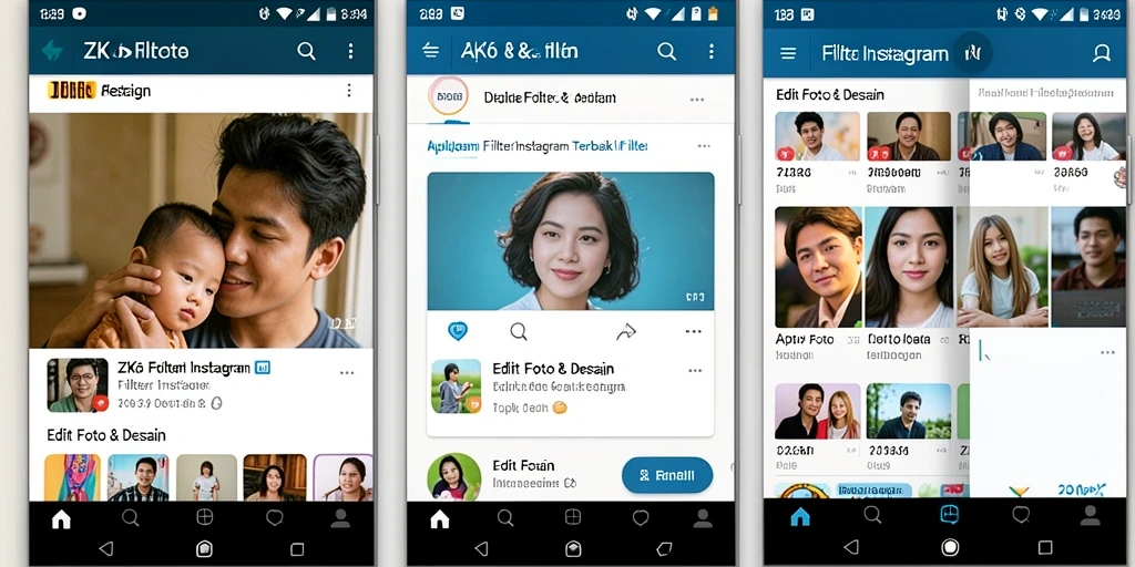 Antarmuka ZK6 dengan beragam filter Instagram yang menarik.