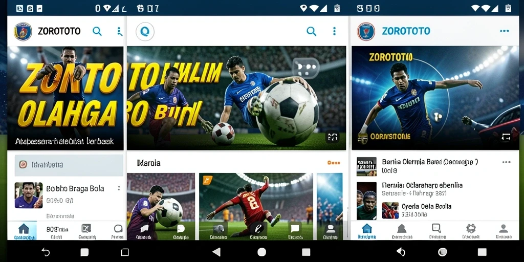Antarmuka aplikasi ZOROTOTO dengan berita olahraga bola terkini.